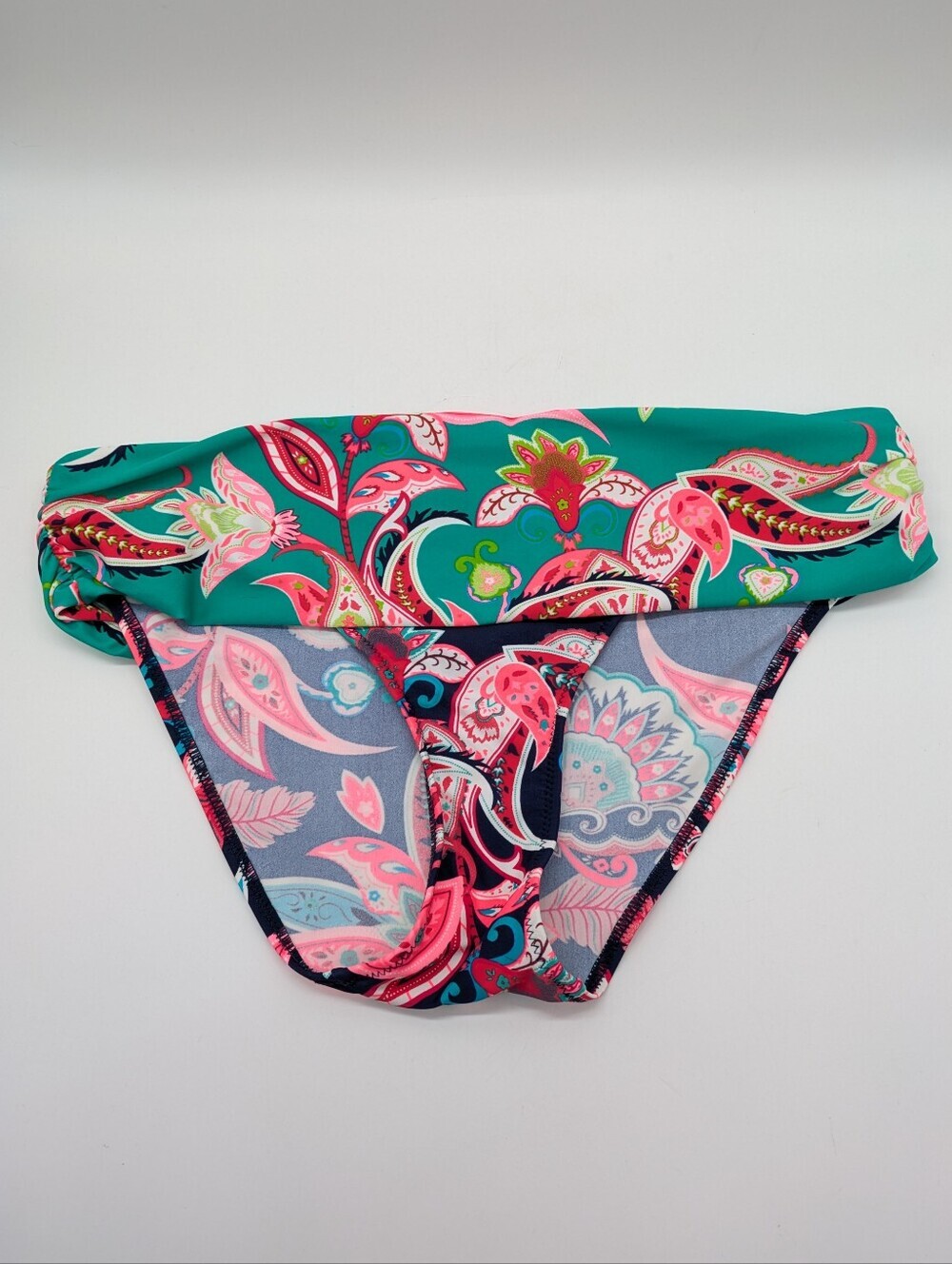 Pour Moi Blue Pink Green Paisley Floral Bikini Bottom US 10